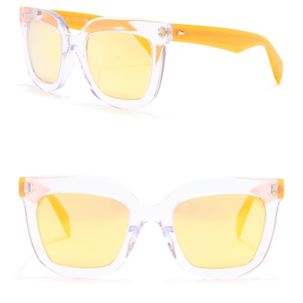 RAG & BONE Sunglasses - 52mm Clear Square Frame Sunglasses NEW